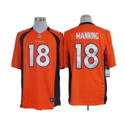 Nike Limited Denver Broncos #18 Peyton Manning Orange Jerseys