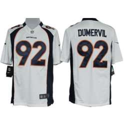 Nike Limited Denver Broncos #92 Elvis Dumervil White Jerseys