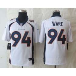 Nike Limited Denver Broncos #94 Ware White Jerseys