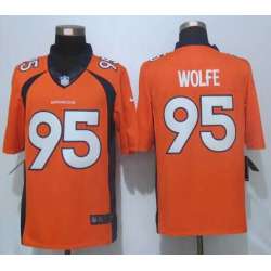 Nike Limited Denver Broncos #95 Derek Wolfe Orange Team Color Men\'s Stitched Jersey