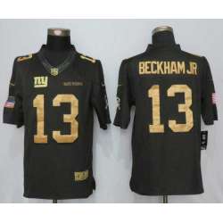 Nike Limited New York Giants #13 Beckham JR Gold Anthracite Salute To Service Jersey