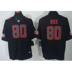 Nike Limited San Francisco 49ers #80 Jerry Rice Black Impact Jerseys