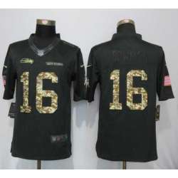 Nike Limited Seattle Seahawks #16 Lockett Anthracite Salute To Service Men's Stitched Jersey