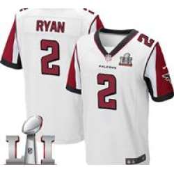 Nike Matt Ryan Men's White Elite Jersey #2 NFL Road Atlanta Falcons Super Bowl LI 51