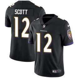 Nike Men & Women & Youth Ravens 12 Jaleel Scott Black NFL Vapor Untouchable Limited Jersey