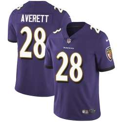 Nike Men & Women & Youth Ravens 28 Anthony Averett Purple NFL Vapor Untouchable Limited Jersey