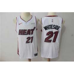 Nike Miami Heat #21 Hassan Whiteside White Authentic Stitched NBA Jersey