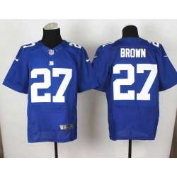 Nike New York Giants #27 Brown Blue Team Color Men's NFL Elite Jersey DingZhi