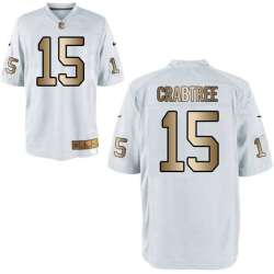 Nike Oakland Raiders #15 Michael Crabtree White Gold Game Jersey Dingwo