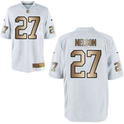 Nike Oakland Raiders #27 Reggie Nelson White Gold Game Jersey Dingwo