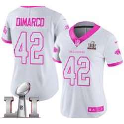 Nike Patrick DiMarco Women's WhitePink Limited Jersey #42 NFL Atlanta Falcons Super Bowl LI 51 Rush Fashion