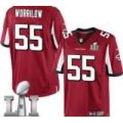 Nike Paul Worrilow Youth Red Elite Jersey #55 NFL Home Atlanta Falcons Super Bowl LI 51