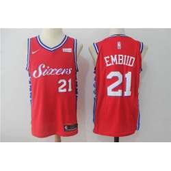 Nike Philadelphia 76ers #21 Joel Embiid Red Stitched NBA Jersey
