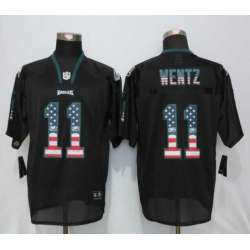 Nike Philadelphia Eagles #11 Wentz USA Flag Fashion Black Men's Stitched Elite Jersey