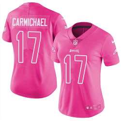 Nike Philadelphia Eagles #17 Harold Carmichael Pink Women's NFL Limited Rush Fashion Jersey DingZhi