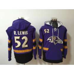 Nike Ravens 52 Ray Lewis Purple All Stitched Hooded Sweatshirt