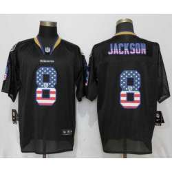 Nike Ravens 8 Lamar Jackson Black USA Flag Fashion Elite Jersey