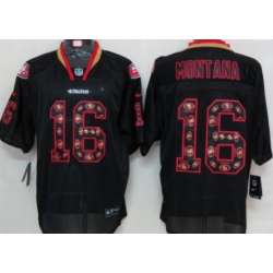 Nike San Francisco 49ers #16 Joe Montana Lights Out Black Ornamented Elite Jerseys