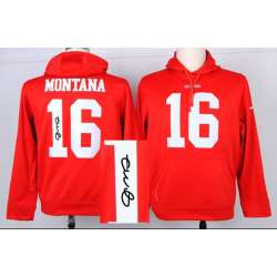 Nike San Francisco 49ers #16 Joe Montana Signature Edition Pullover Hoodie Red
