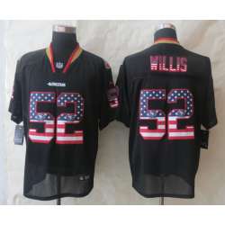 Nike San Francisco 49ers #52 Willis USA Flag Fashion Black Elite Jerseys
