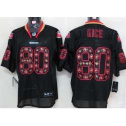 Nike San Francisco 49ers #80 Jerry Rice Lights Out Black Ornamented Elite Jerseys