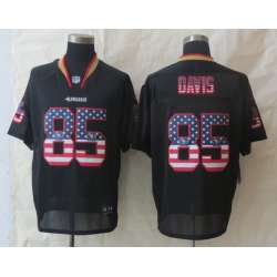 Nike San Francisco 49ers #85 Davis USA Flag Fashion Black Elite Jerseys
