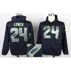 Nike Seattle Seahawks #24 Lynch Signature Edition Pullover Hoodie Navy Blue