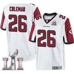 Nike Tevin Coleman Men's White Limited Jersey #26 NFL Road Atlanta Falcons Super Bowl LI 51