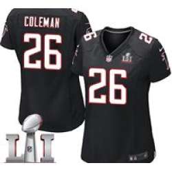 Nike Tevin Coleman Women's Black Limited Jersey #26 NFL Alternate Atlanta Falcons Super Bowl LI 51