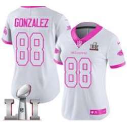 Nike Tony Gonzalez Women's WhitePink Limited Jersey #88 NFL Atlanta Falcons Super Bowl LI 51 Rush Fashion