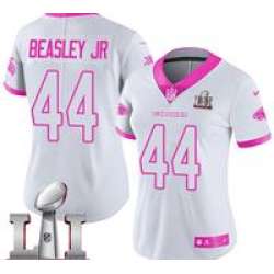 Nike Vic Beasley Women's WhitePink Limited Jersey #44 NFL Atlanta Falcons Super Bowl LI 51 Rush Fashion
