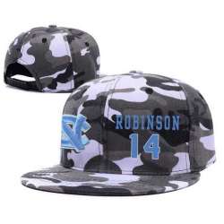 North Carolina Tar Heels #14 Brandon Robinson Gray Camo College Basketball Adjustable Hat