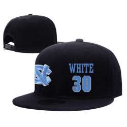 North Carolina Tar Heels #30 Stilman White Black College Basketball Adjustable Hat