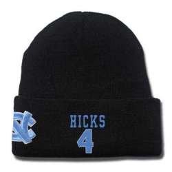 North Carolina Tar Heels #4 Isaiah Hicks Black College Basketball Knit Hat