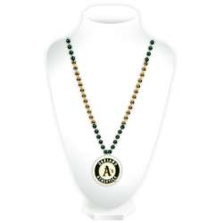 Oakland Athletics Beads with Medallion Mardi Gras Style