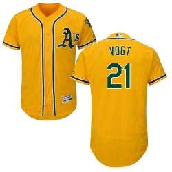 Oakland Athletics #21 Stephen Vogt Yellow Flexbase Stitched Jersey DingZhi