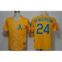 Oakland Athletics #24 Rickey Henderson Yellow Jerseys