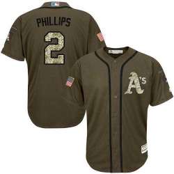 Oakland Athletics #2 Tony Phillips Green Salute to Service Stitched Baseball Jersey Jiasu