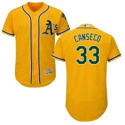 Oakland Athletics #33 Jose Canseco Yellow Flexbase Stitched Jersey DingZhi