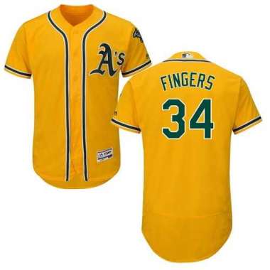 Oakland Athletics #34 Rollie Fingers Yellow Flexbase Stitched Jersey DingZhi