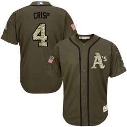 Oakland Athletics #4 Coco Crisp Green Salute to Service Stitched Baseball Jersey Jiasu