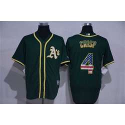 Oakland Athletics #4 Coco Crisp Green USA Flag Fashion Stitched Baseball Jersey