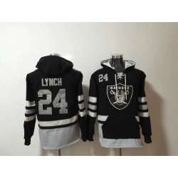 Oakland Raiders #24 Marshawn Lynch Black All Stitched Hooded Sweatshirt