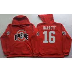 Ohio State Buckeyes #16 J.T. Barrett Red Men's Pullover Stitched Hoodie
