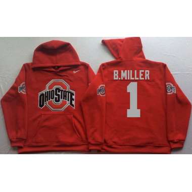 Ohio State Buckeyes #1 Braxton Miller Red Men's Pullover Stitched Hoodie