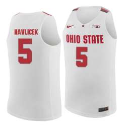 Ohio State Buckeyes #5 John Havlicek White College Basketball Jersey Dzhi