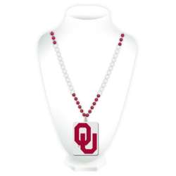 Oklahoma Sooners Beads with Medallion Mardi Gras Style