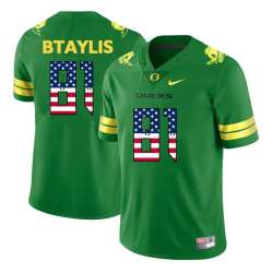 Oregon Ducks 81 Evan Baylis Apple Green USA Flag College Football Jersey Dyin