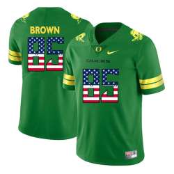 Oregon Ducks 85 Pharaoh Brown Apple Green USA Flag College Football Jersey Dyin