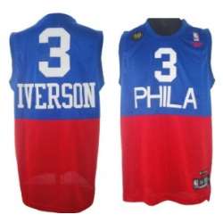 Philadelphia 76ers #3 Allen Iverson Soul Swingman Blue With Red 10TH Jerseys